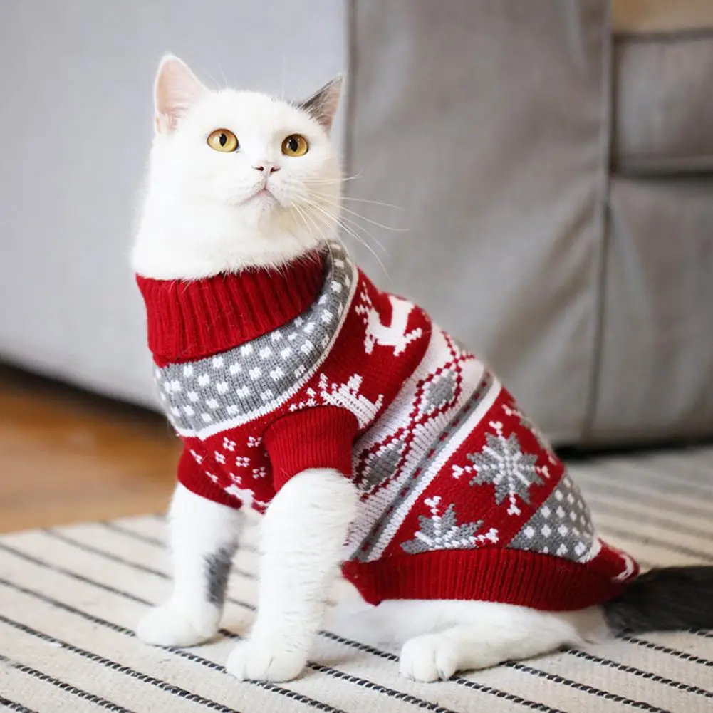 Elastic Pet Kitten Puppy Knitted Sleeveless Clothes Elk Pattern Soft Texture Pet Sweatshirt Dogs Sweater Outfit Pet Supplies