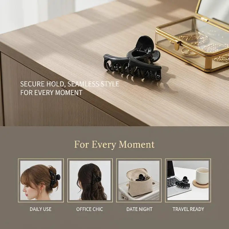 New 5/10Pcs Creamy Hair Clip Accessories Black Mini 2+1 Three-Pronged Hair Clip Korean Seamless Bangs Clip