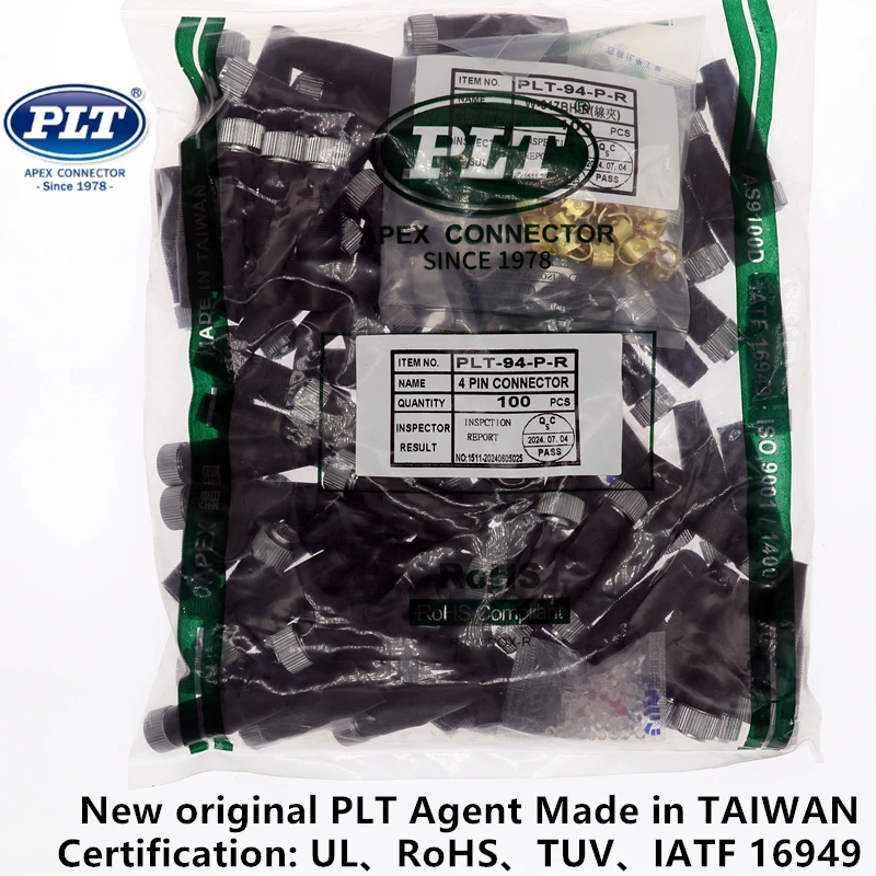 PLT-94-R-R PLT-94-P-R APEX Made inTAIWAN M9 4Pin 1A Male Female Micro Circular Aviation Socket Plug Panel Connector UL RoHS TUV