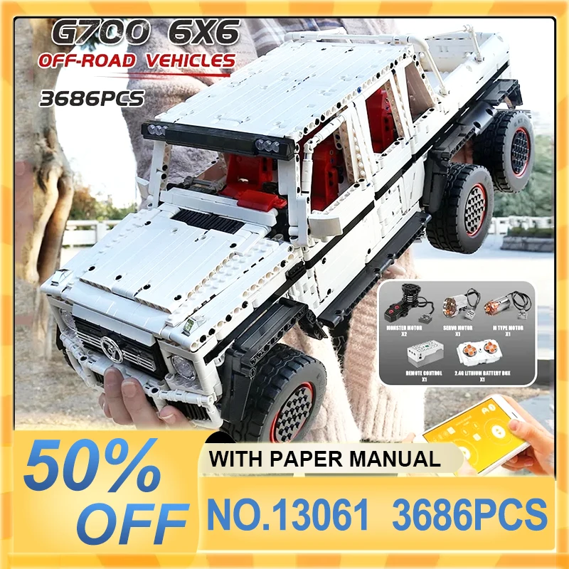 MOULD KING 13061 MOC Technical Motorized G700 6x6 SUV Truck Car Building Blocks Bricks 3D Educational Toy Christmas Gift For Kid