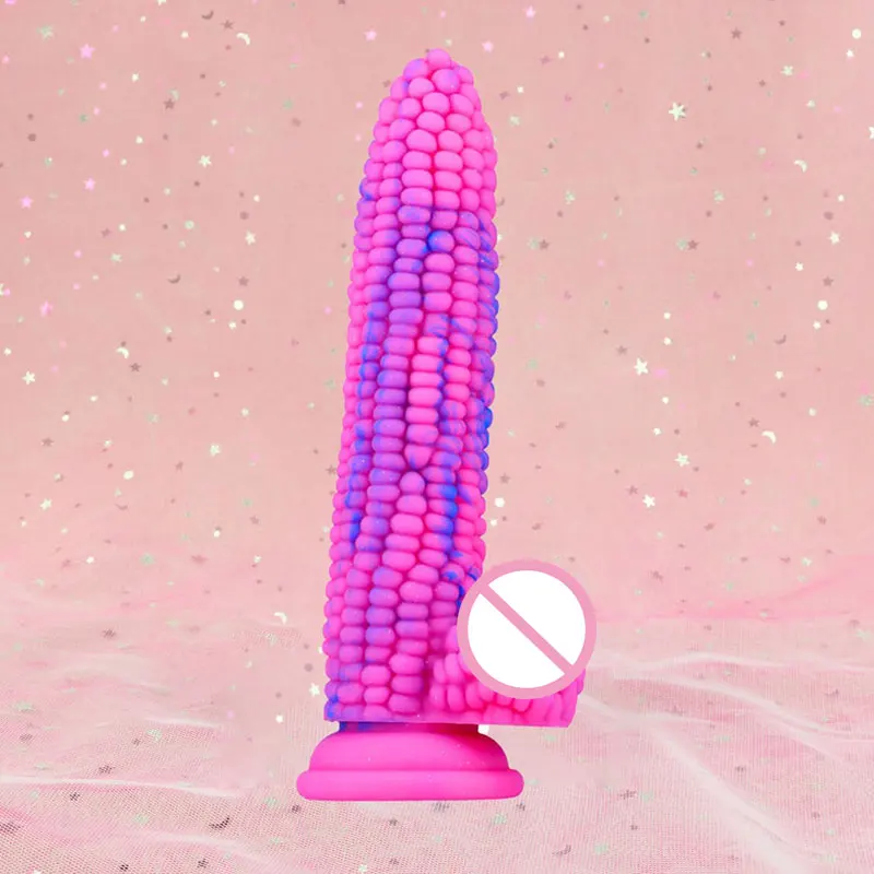 8\'\' Corn Cob Dildo Liquid Silicone Dildo With Suction Cup Butt Plug Anal Vagina Plug Particle Surface Vagina Stimulate Sex Toys