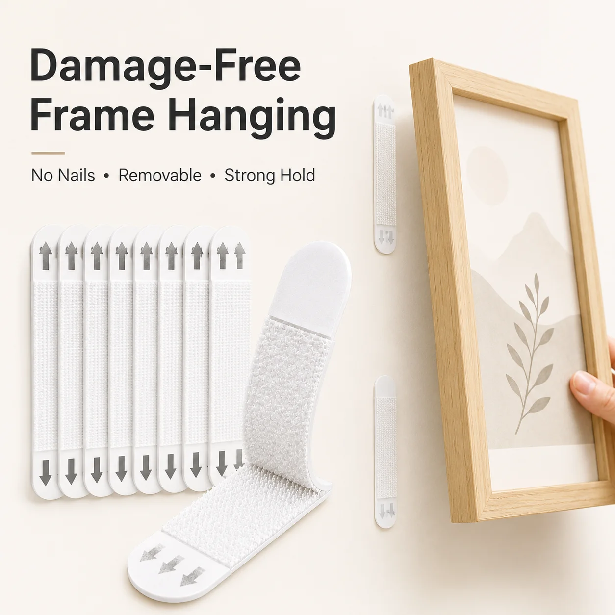 頑丈な穴あけ不要の吊り下げ式絵画用ストリップ - 簡単に使え - Picture Hanging Strip のレビューと価格