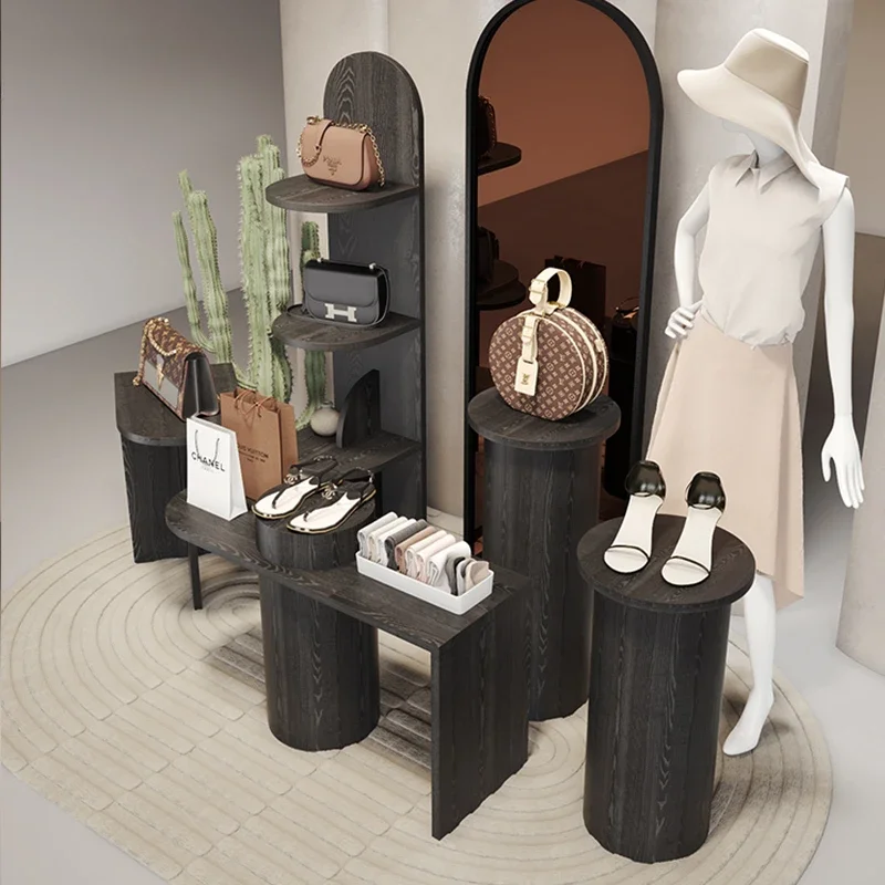 Clothing store window display rack black light luxury Nakajima cylindrical display stand water table custom props