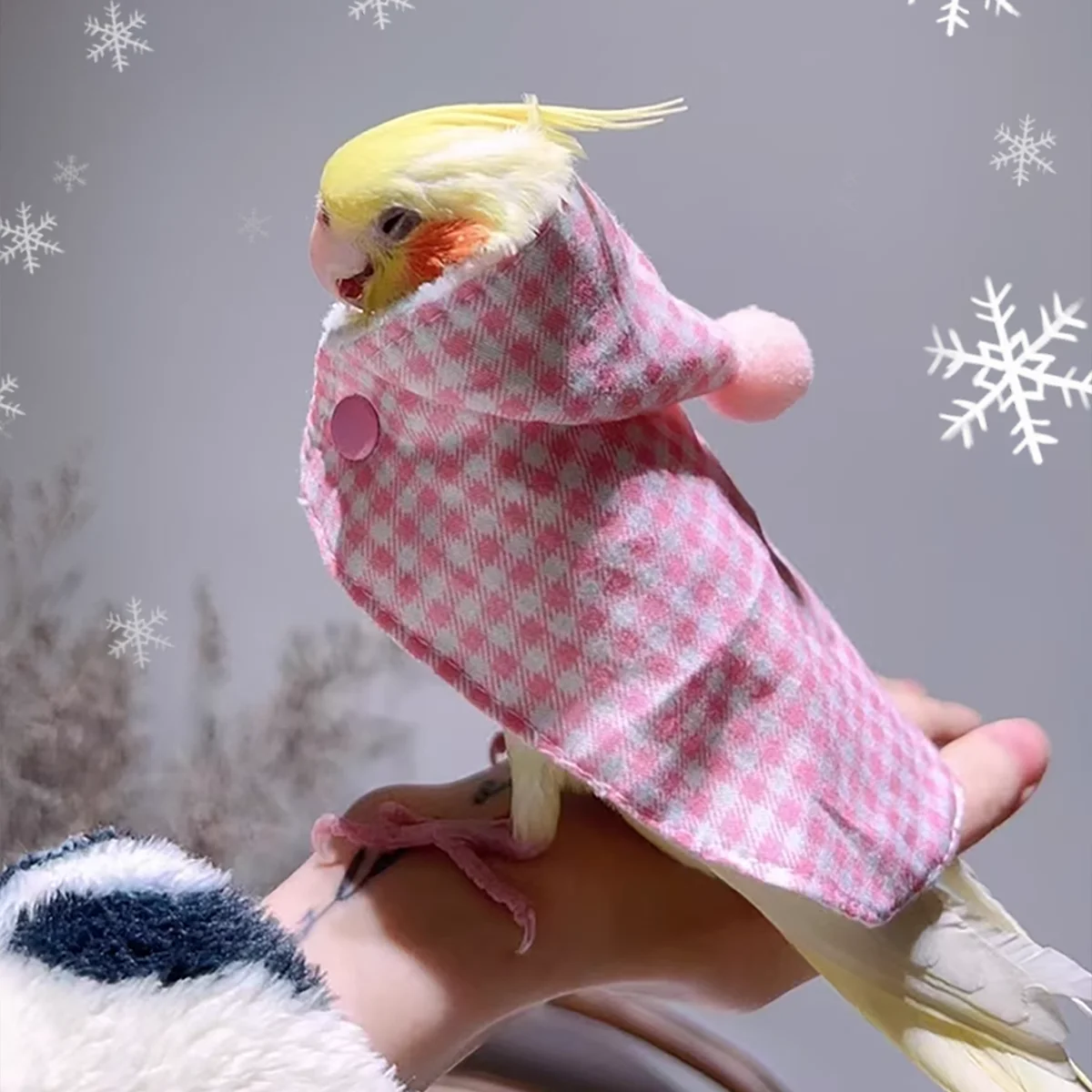 E9 Cute bird clothes, bird cape, thick bird jacket, bird diaper, parrot dress, tiger pattern peony suspender diaper flight suit