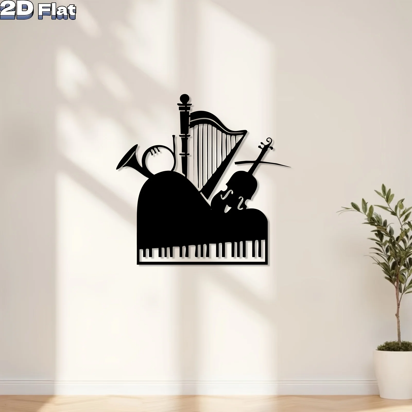 Metal Wall Art Music Instruments Guitar Drums Violin Notes Iron Rustic Hanging Modern Sculpture Living Room Garden Music Gift