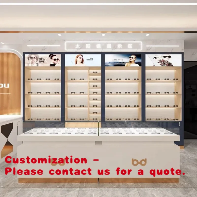

custom.Oak Veneered Display Stand Eyeglasses Elegant Cabinet Shelves Store Shop Mall Premium Display Racks