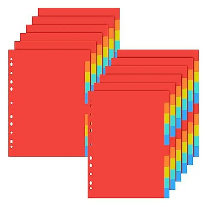 Fits for 3 Ring Binder Dividers with Tabs Letter Size Notebook Dividers 5 Colors Plastic Dividers Binder for School Subject File