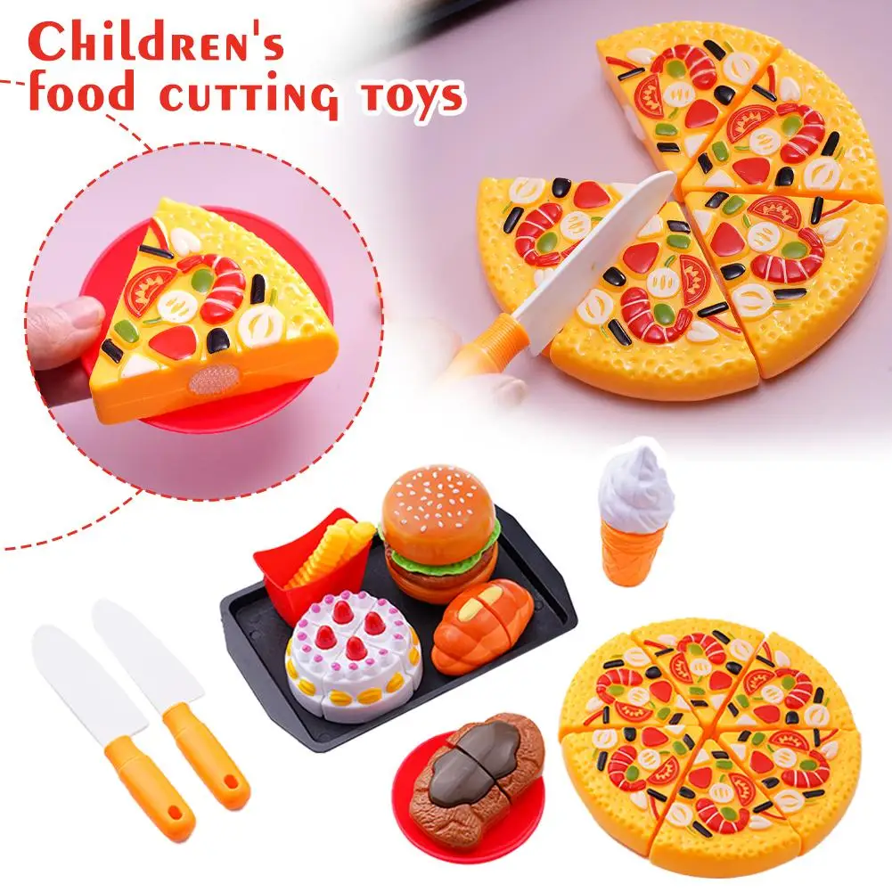 Simulation Food Children Pretend Kitchen Toys Hamburger Fast Play Play Plate To Pretend Cooking Food Role Pizza Steak Toys A5L0