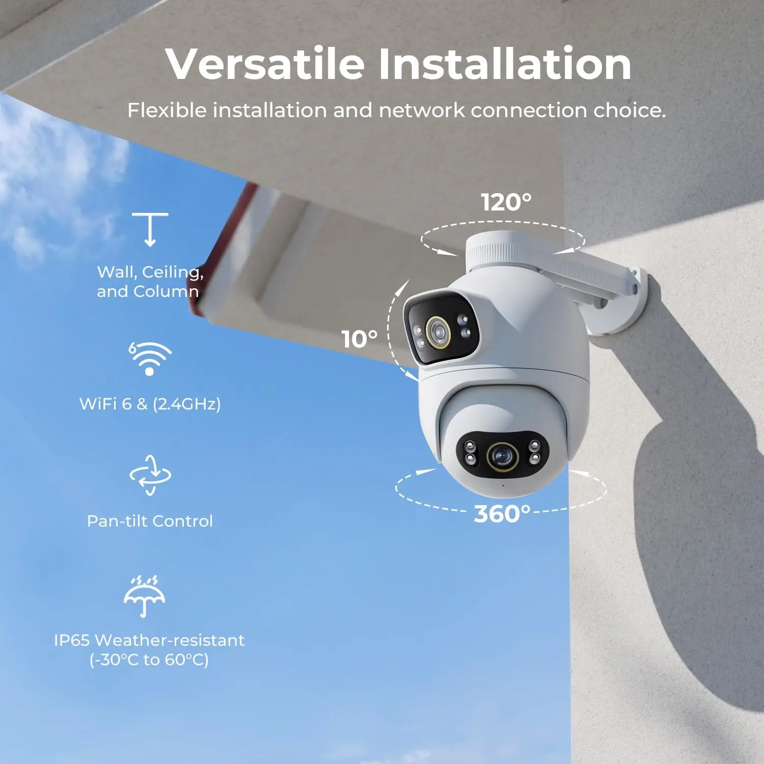 IMILAB EC6 Dual 3K + 3K WiFi Sicurezza domestica 360 Copertura di sorveglianza Telecamera esterna Registrazione Telecamera con faretto attivato dal movimento