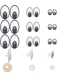 120 Sets 3 Sizes Plastic Craft Eyes, Cartoon Safety Eyes with Spacer Set Black Doll Oval Eyes Cute Fake Eye Animal