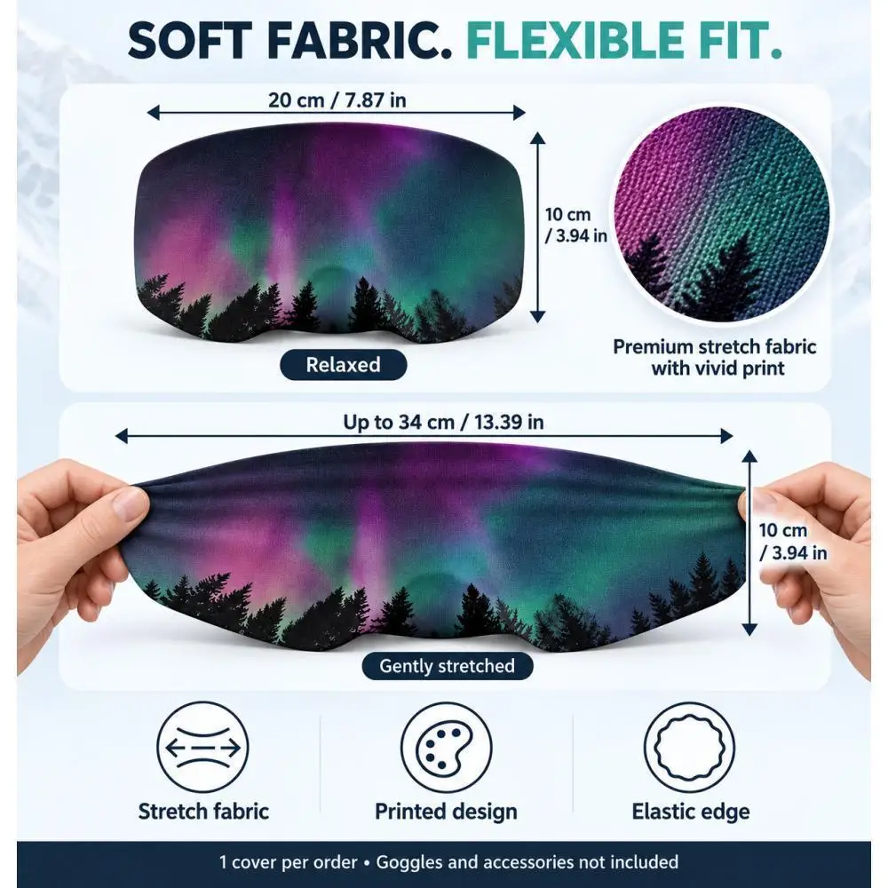 Outdoor Sports Ski Goggle Dust Cover Aurora Pattern Protective Lens Sleeve for Ski Snowboard Gear Accessories - view 5