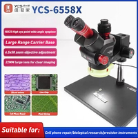 YCS 6558X Ultra HD Trinocular Microscope with Large Base 6.5-58 Zoom 4K for Mobile Phone PCB Welding Special Microscope Tool