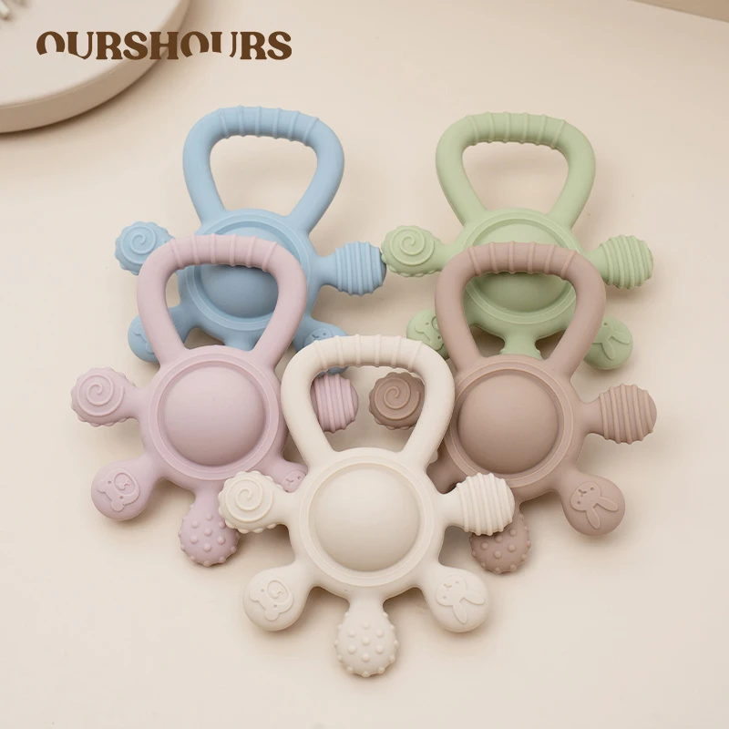

BPA Free Baby Soft Silicone Teethers Rattle Toy Easy to Grip Cartoon Infant Teething Chew Toys for Boy Girl Gift Baby Accessory