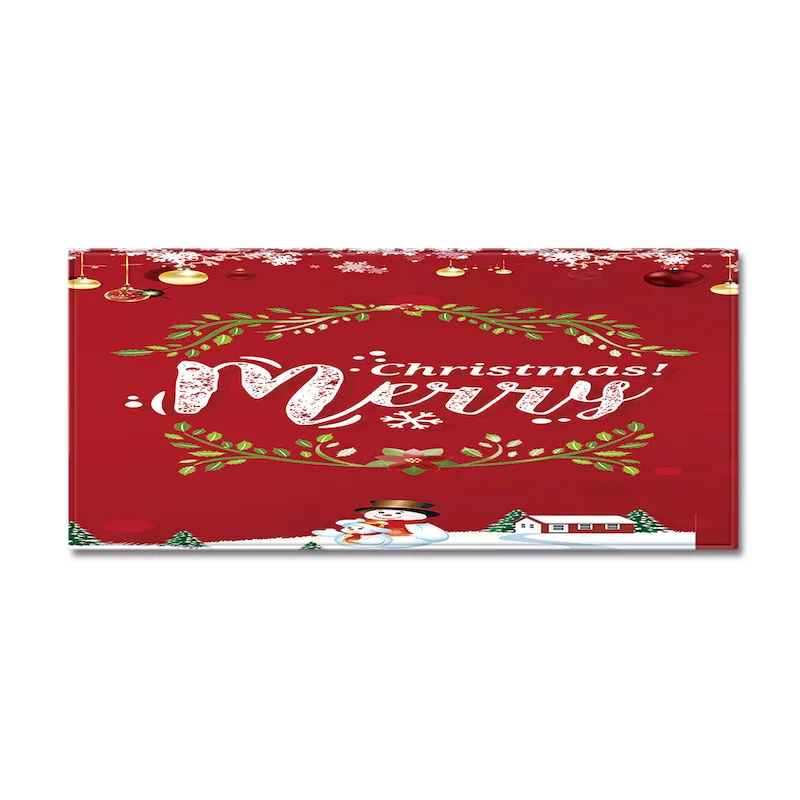 VIKAMA Christmas Kitchen Floor Mat Anti Slip Water Absorbing Carpet, Retro Wooden Board Printed Long Foot Mat Home Decoration