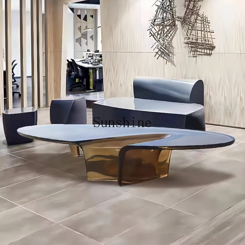 

Nordic resin special-shaped waterfall coffee table simple modern oval custom side table