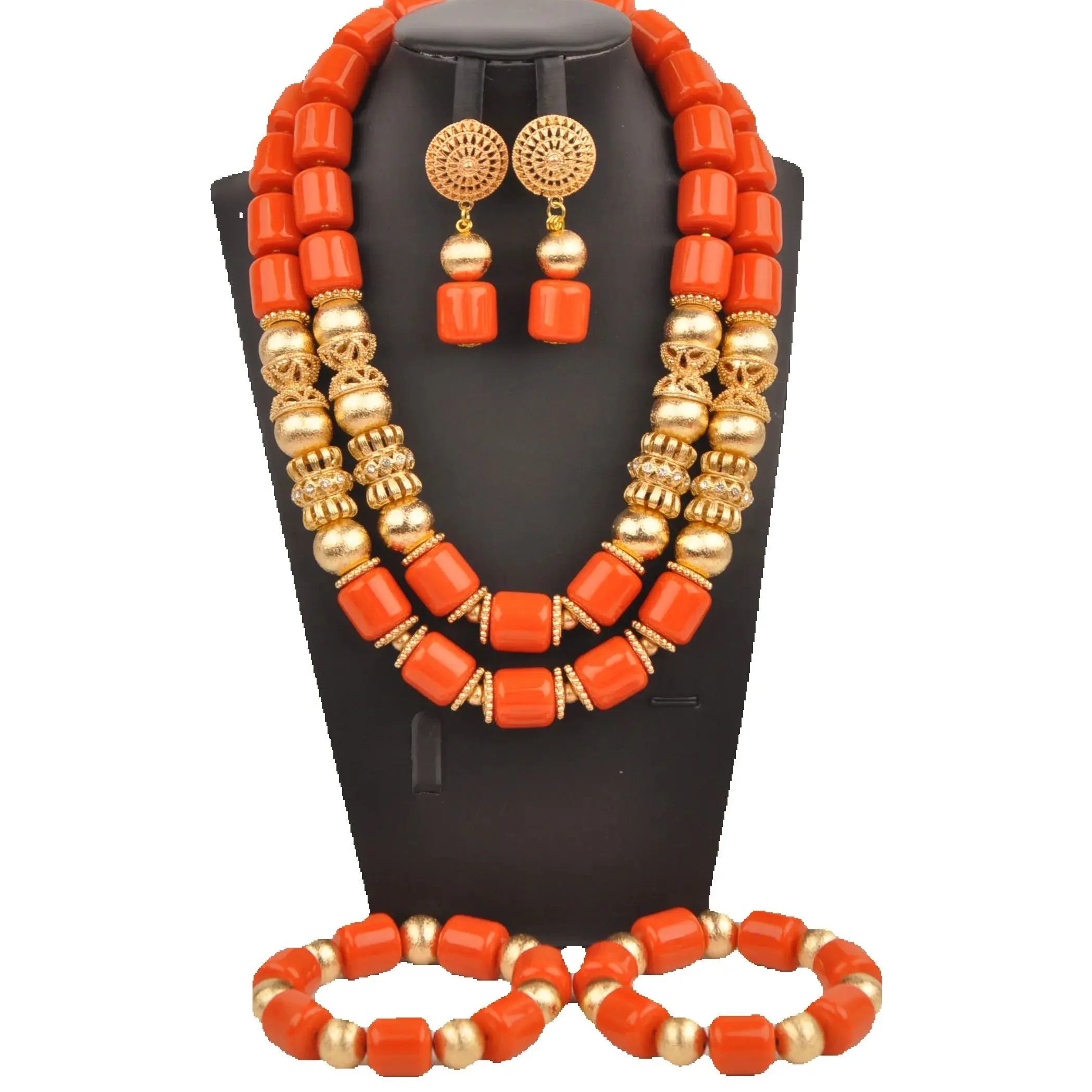 Orange Artifical Coral African Beads Jewelry Set