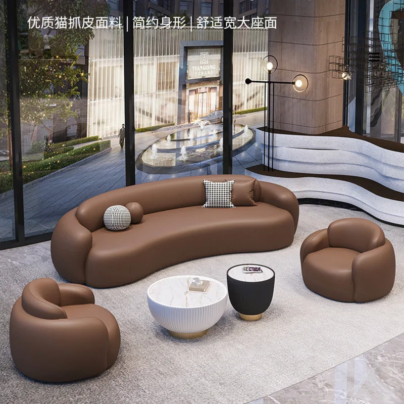 Simple small apartment living room to meet guests Negotiation Sofa hotel lobby lobby lounge area reception curved