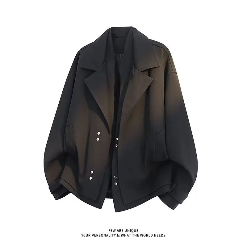 

Мужской модный повседневный костюм-двойка свободного кроя с металлическим декором, из полиэфирного волокна, в городском стиле, для весны и осени