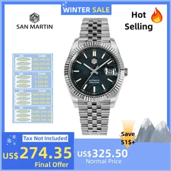 San Martin 40.5mm męski zegarek biznesowy Jubileusz Retro klasyczne automatyczne zegarki mechaniczne Sapphire Cyclops Swim 10Bar SN0058