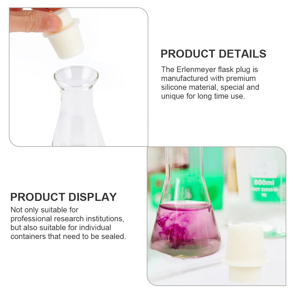 

5 Pcs Erlenmeyer Flask Stopper Experiment Stoppers Conical Glass Tube Rubber Lab End Cap Test Plug