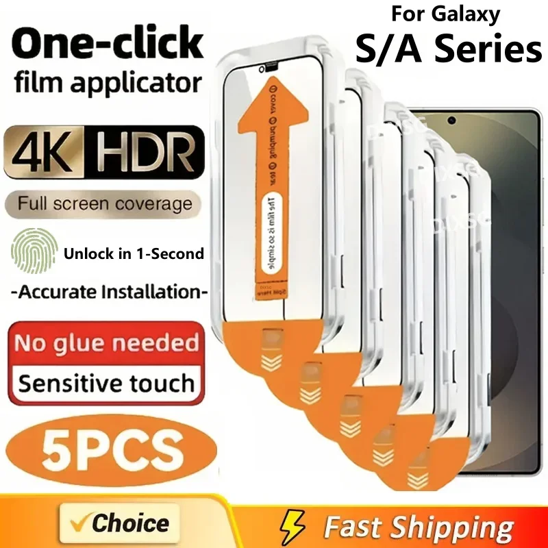 

5Pcs For Samsung Galaxy S25 S24 Ultra S23 S22 S21 Plus A36 A25 A15 A35 A26 A16 A54 A55 A56 5G Screen Protector Tempered Glass