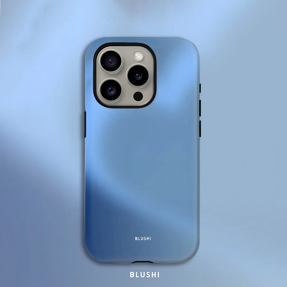Blue Blush Gradient Phone Case for Samsung Galaxy S20 S23 S24 S25 S26 FE Plus Ultra Edge 4G 5G Luxury Double-layer Back Cover