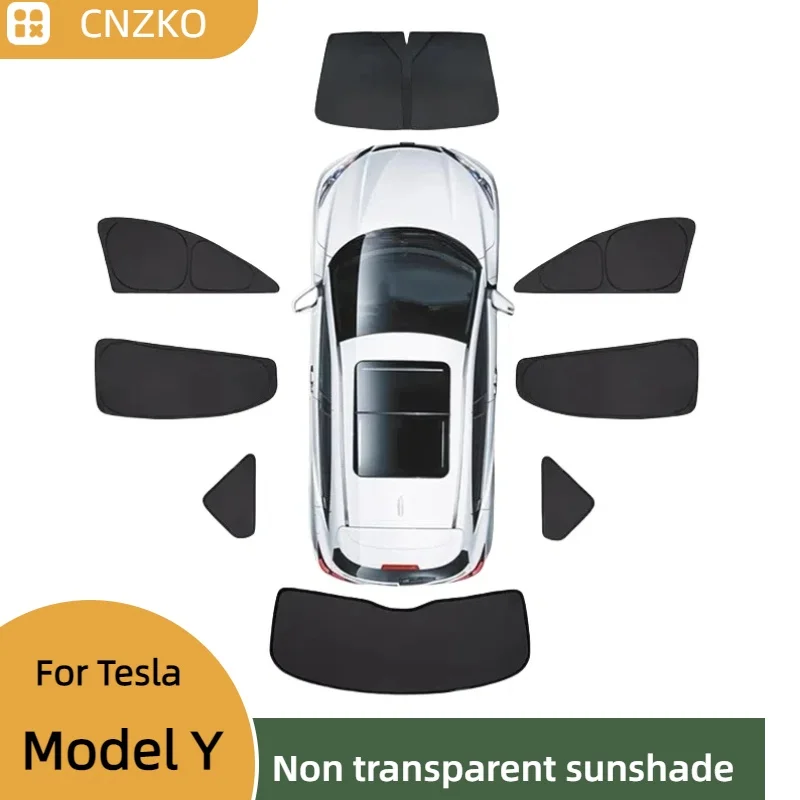 For Tesla Model Y Car Side Window Sunshade Front and Rear Windows Black Opaque Foldable Full Privacy Sun Protection Isolation UV