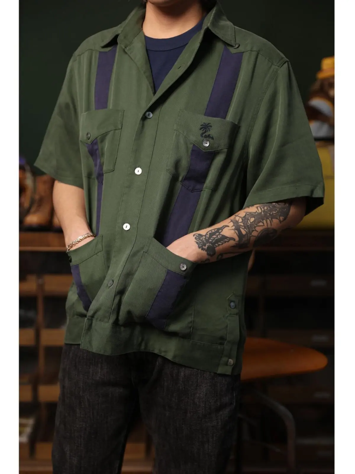 Secondorder SS25 Guba Shirt Vintage Embroidered Guayabera Hawaiian Western Casual Shirt
