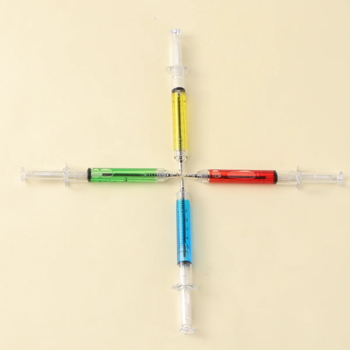 

24pcs Needle Tube Writing Ball Point Syringe Flowing Liquid Black Ink Ballpoint Pen Stationery Office Supplies (Random Color)