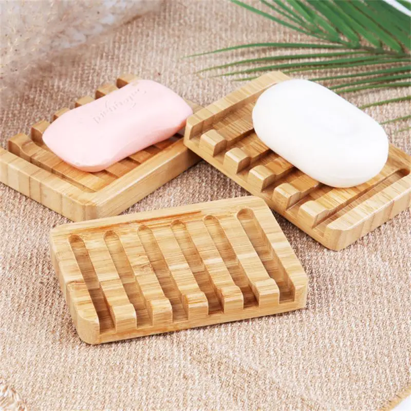 Soap Dish Container Moisture-proof Bamboo Storage Tray Draining Box Home Shower Washroom Accessories Wood Color Bathroom Tools