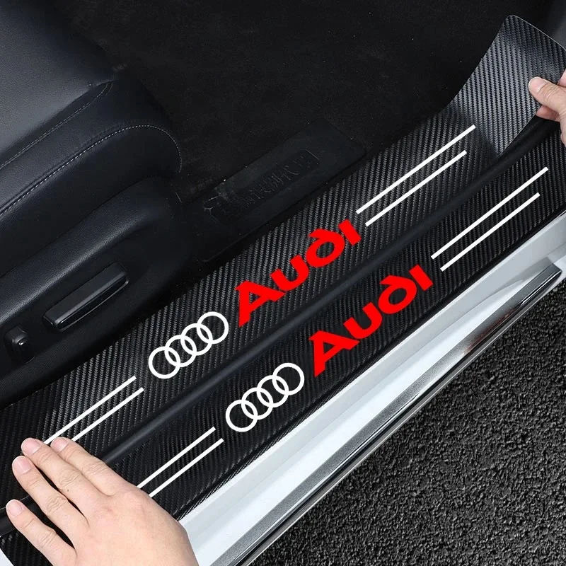 Car Threshold Stickers Anti Scratch Decals Protector For Audi A6 C5 C6 C7 C8 A4 B5 B6 B7 B8 B9 S3 S4 S5 Q3 8U Q5 8R Q7 Q8 TT A3