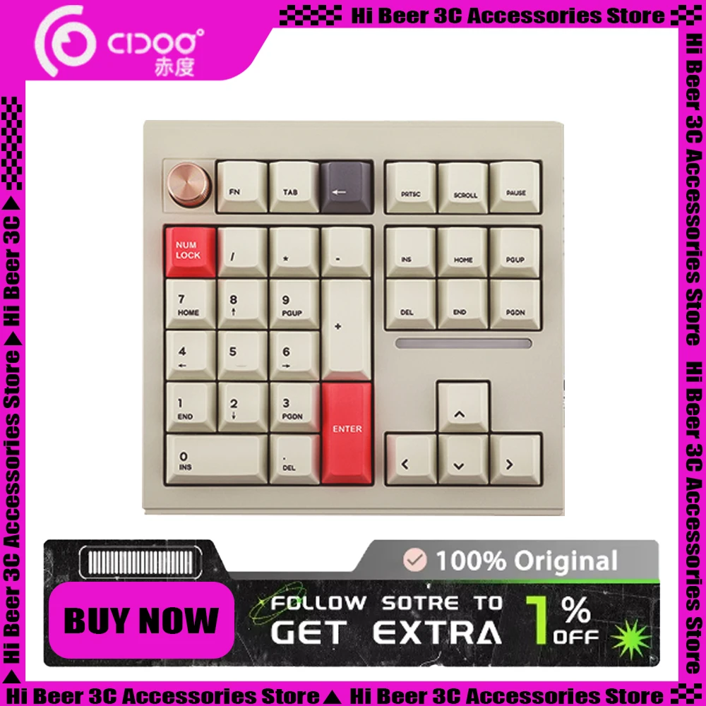 New CIDOO V33 Mechanical Keyboard Aluminum Alloy Multifunctional Knob Mini Keyboard Numpad PC Gamer Accessories Office Gifts