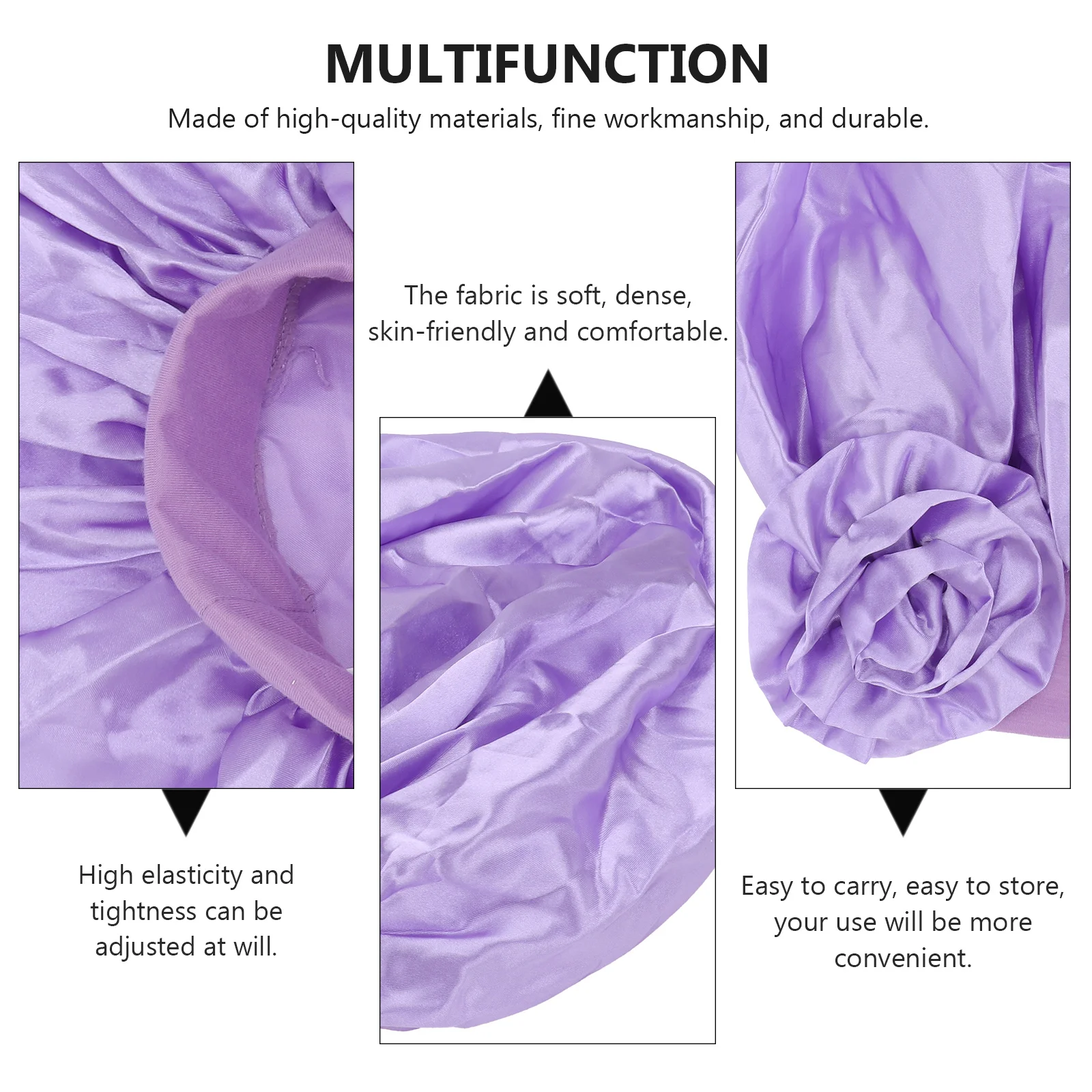 

Hair Cap Wide Elastic Band Bonnet Women Sleep Turban Satin Bathing Care Broadside