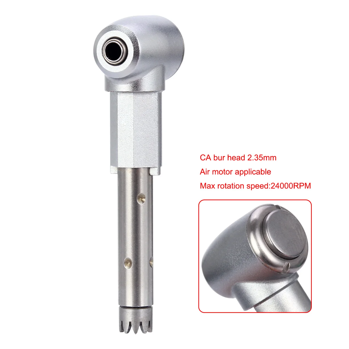 Dental Intra Head Inner Water Spray Fit for 1:1 Push Button Contra Angle Low Speed Handpiece CA Bur 2.35mm FG Bur 1.6mm