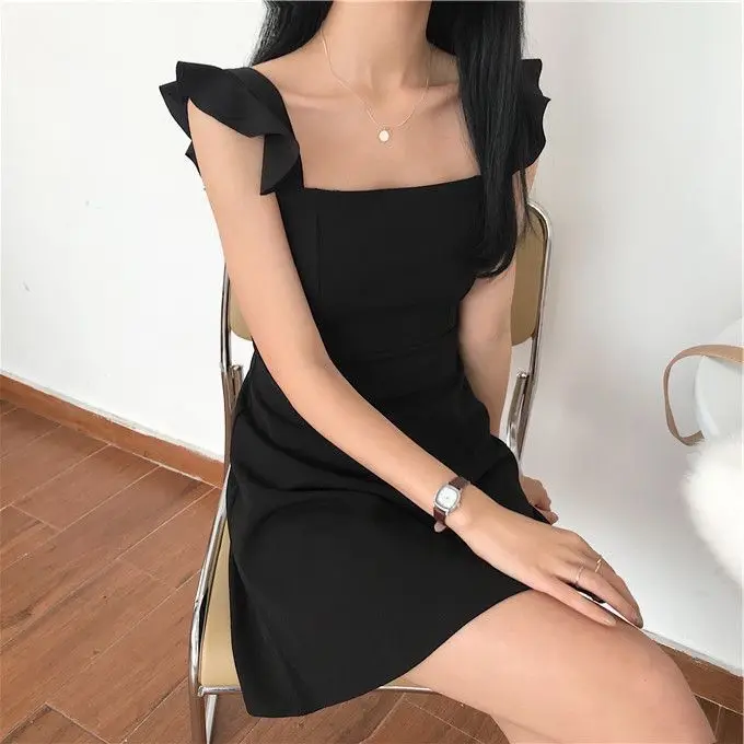 

Suspender Dress New 2026 Summer Ruffle Edge Skirt Waist Temperament Slim and Thin Suspender Skirt