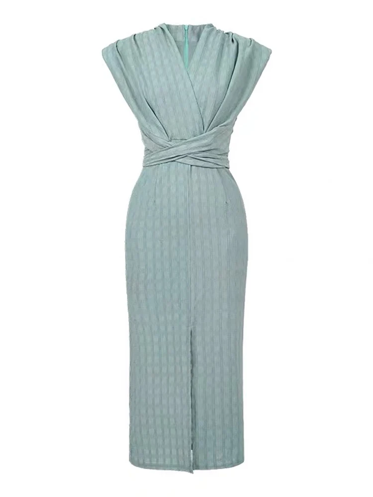 Vestido Midi Formal Torcido Torcido Torcido Feminino, Roupa Elegante, Moda Profissional Nobre, Festa de Negócios, Banquete