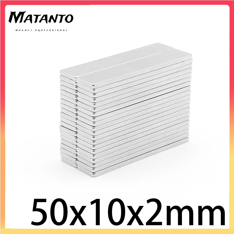 

2/5/10/20/50PCS 50x10x2mm Thin Block Strong Rare Earth Magnet N35 Rectangular Neodymium Magnets 50x10x2 Strip Magnet 50*10*2 mm