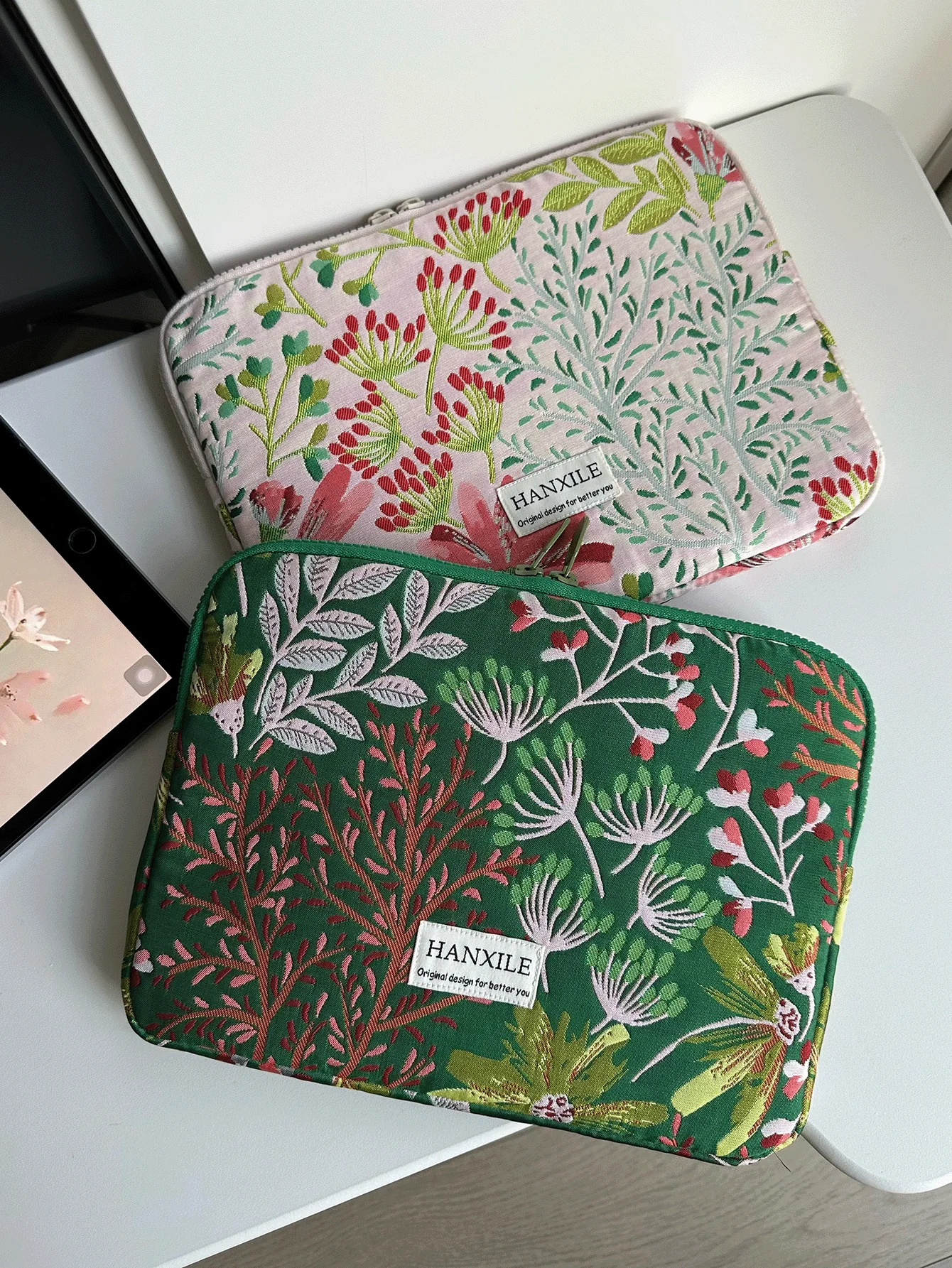 Fresh Gesang Flower Design Laptop Sleeve Bag, 10-11/13-14/15-15.6 Inch for iPad Huawei Hp Dell MacBook Air/Pro/Neo for Women