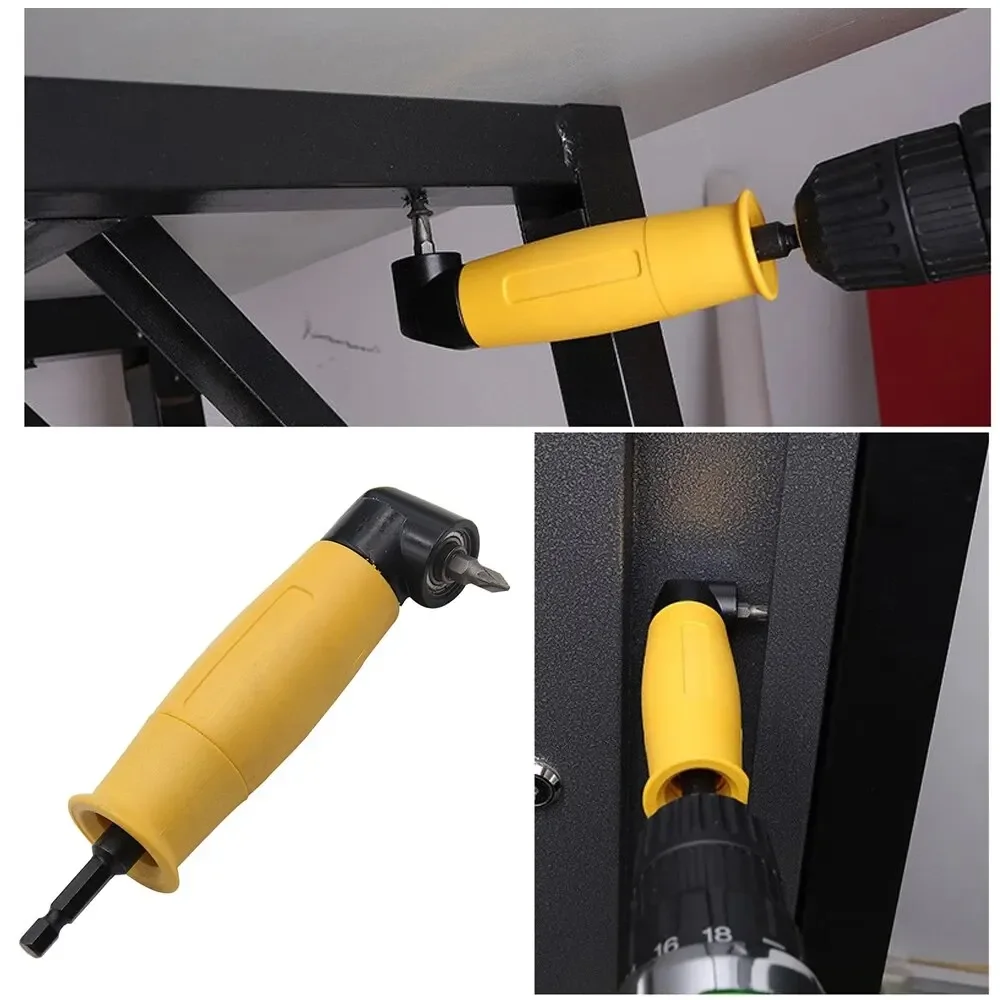 1pcs Hexagonal Handle Yellow 90 Degree Extended Corner Tool Right Angle Screwdriver Connecting Rod Electric Tool Accessory