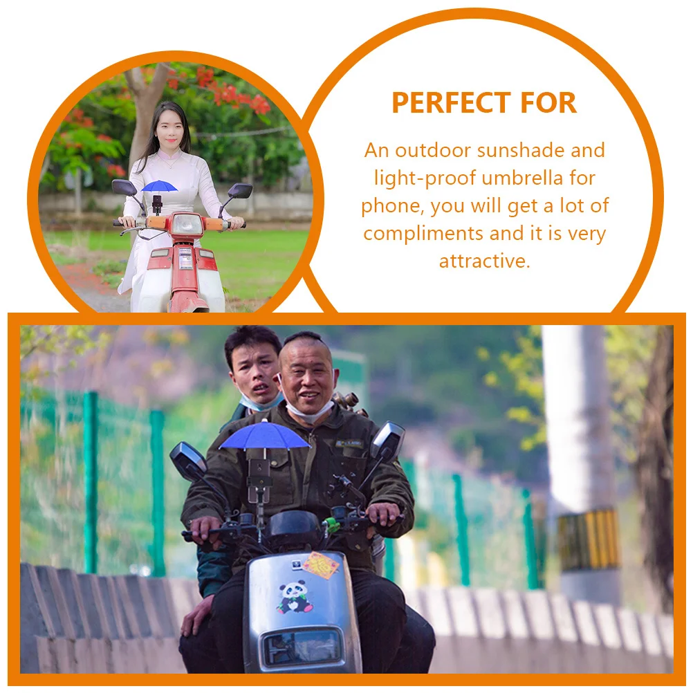 

2Pcs Phone Outdoor Sun Shade Cover Mini Lightweight Waterproof Bike Riding Accessory Phone Umbrellas