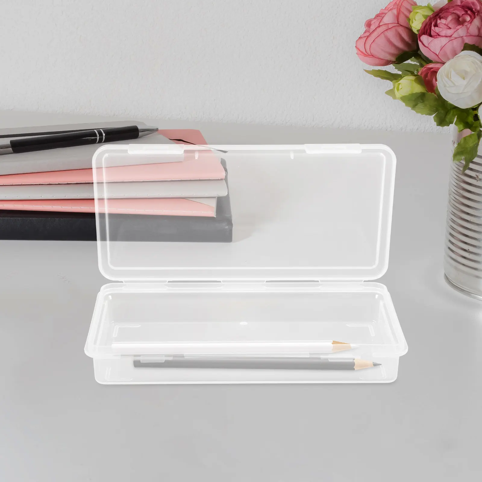 6Pcs Simple Creative Plastic Pencil Box Multi Functional Stationery Organizer for Pens Pencils Markers Cosmetics Keys Jewelry