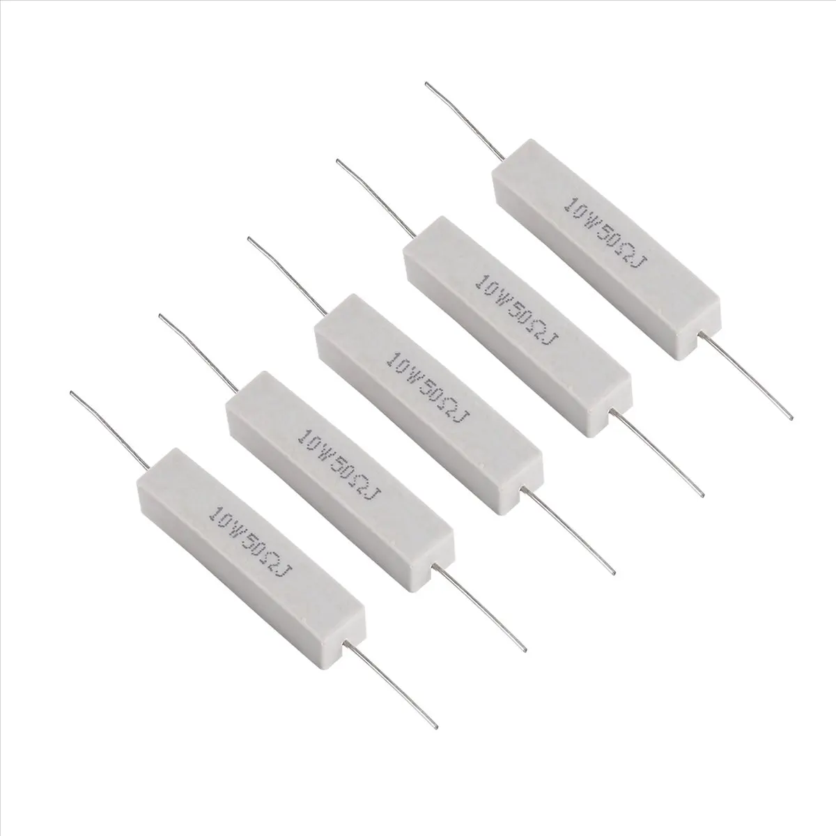 A64I 5 Pcs 10W 50 Ohm 5% Ceramic Cement Power Resistor 10 Watt
