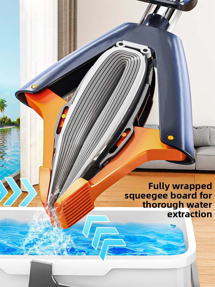 吸水性コットンモップパッド二重折りデザイン厚手ハンズフリー掃除ツール家庭用ステンレス鋼ハンドル