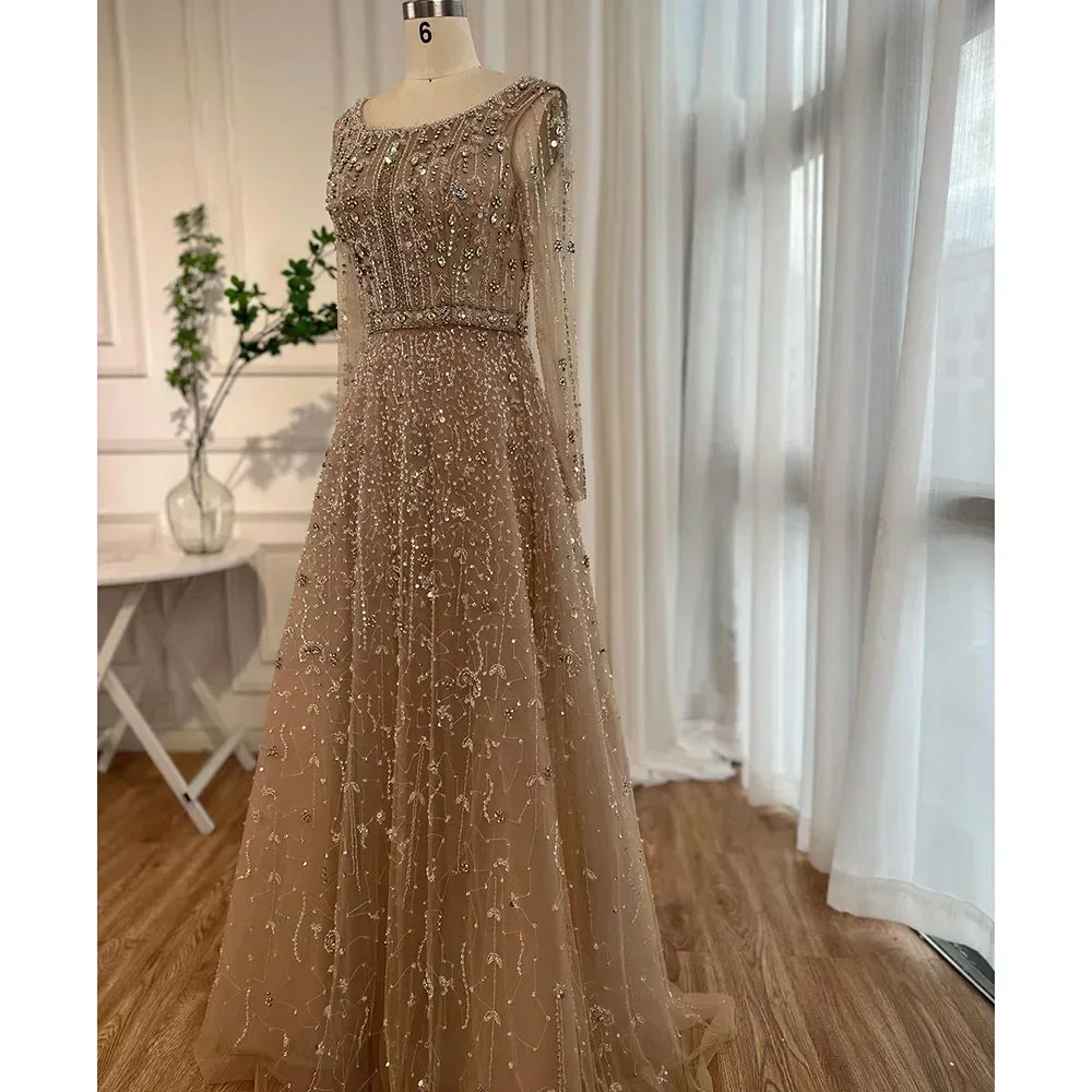 Dubai Arabic Designer Luxury Nude A Line Beaded Evening Dresses Gowns  Customize Wedding Party 2025 BLA72088 Serene Hill - AliExpress 320