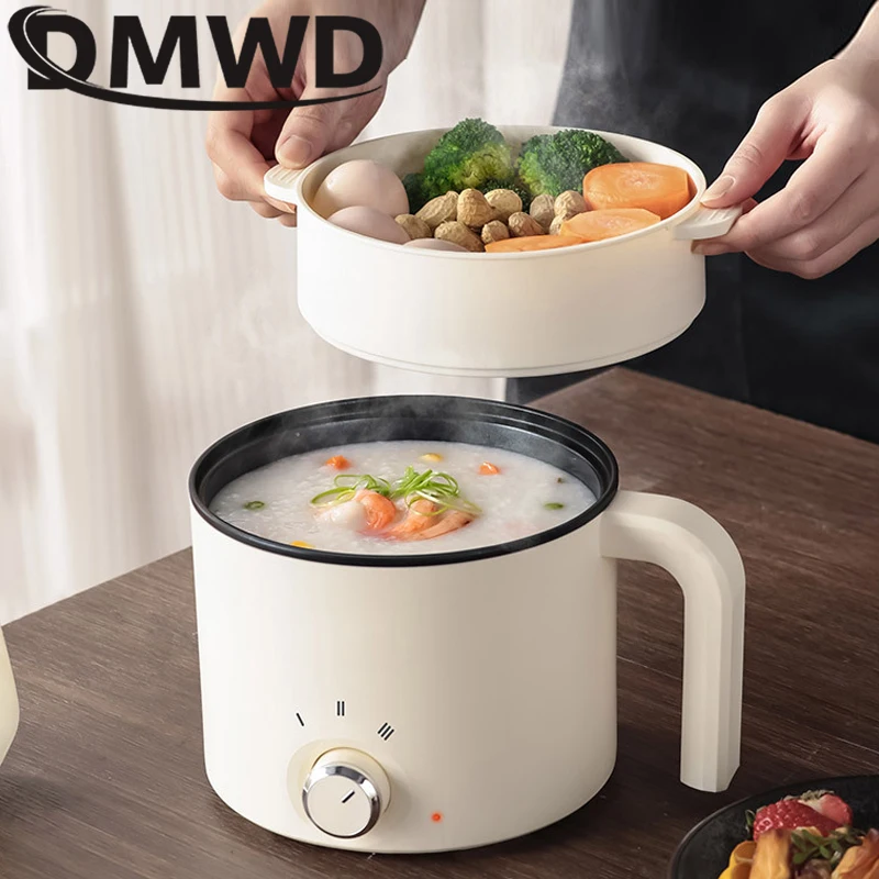 DMWD Elektrischer Reiskocher, einzelne Doppelschicht, 220 V, Multikocher, antihaftbeschichtet, mechanischer Multikocher, gedämpfter Reistopf für Zuhause, EU, UK
