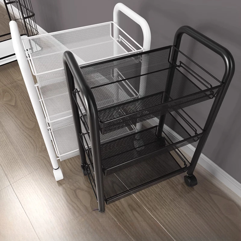 Multi-layer Floor Type Kitchen Storage Rack Organizer with Wheels for Vegetables, Fruits and Snacks