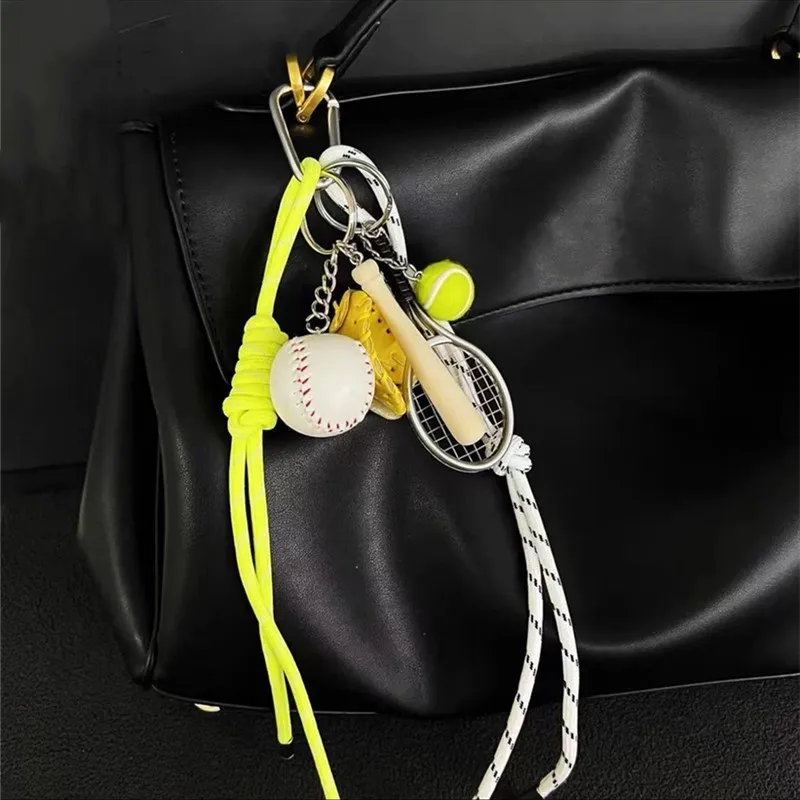 Personalized Fashion Woven Nylon Rope Bag Pendant Fashion Tennis Baseball Pendant Braided Rope DIY Bag Decorate Part Accessories