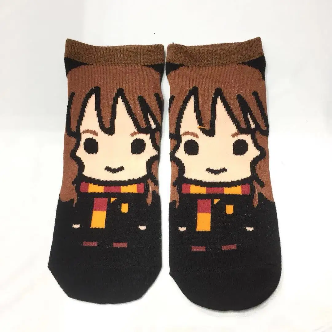 Chaussettes de bateau montantes en pur coton pour hommes et femmes, chaussettes mi-bas, dessin animé Kawaii, Harries, Potter, personnalité,