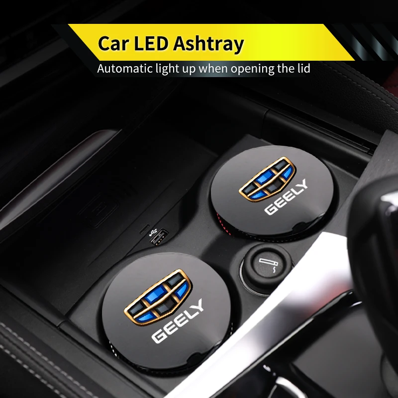 New Car Ashtray Storage Box LED Ashtray Accessories For Geely Emgrand X7 EC7 Atlas Boyue GC6 Parts LC EC8 Atlas CK2 CK3 GT GC9