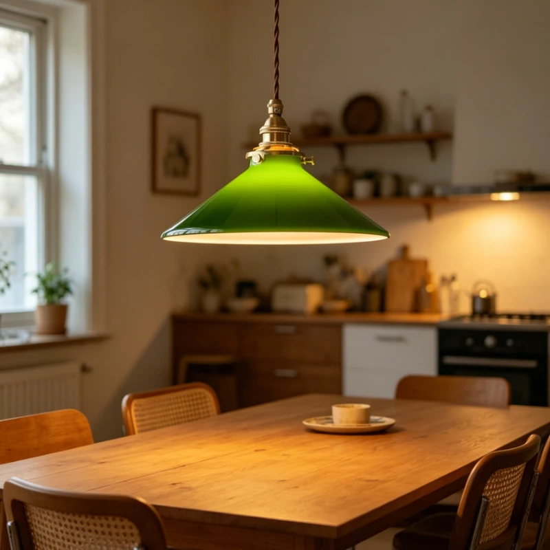 

Nordic Minimalist Retro Pendant Lights Emerald Green Glass Chandelier Dining Room Kitchen Led Lighting Fixture Conical Led Lamps